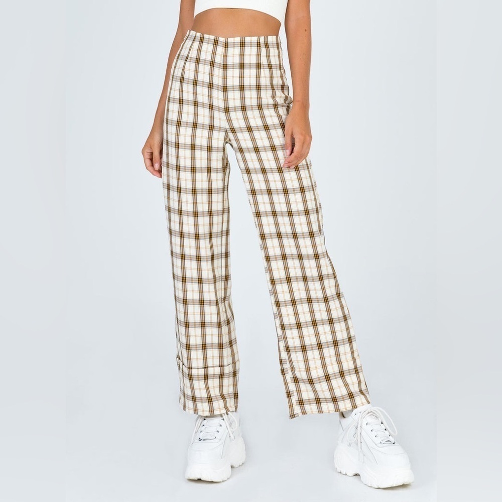 Princess Polly EUROS PANTS YELLOW CHECK - Picture 2 of 12